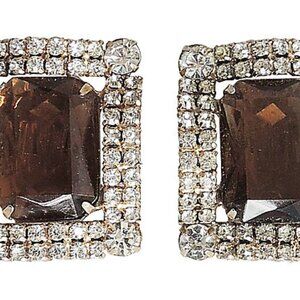 Vintage Verified Delizza & Elster Juliana Faux-Topaz Rhinestone Clip Earrings